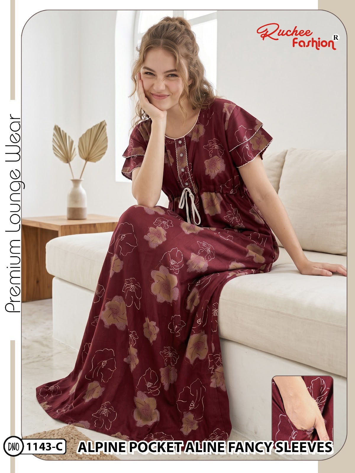 Dn 1139-1146 Ruchee Fashion Alpine Night Gowns Manufacturer