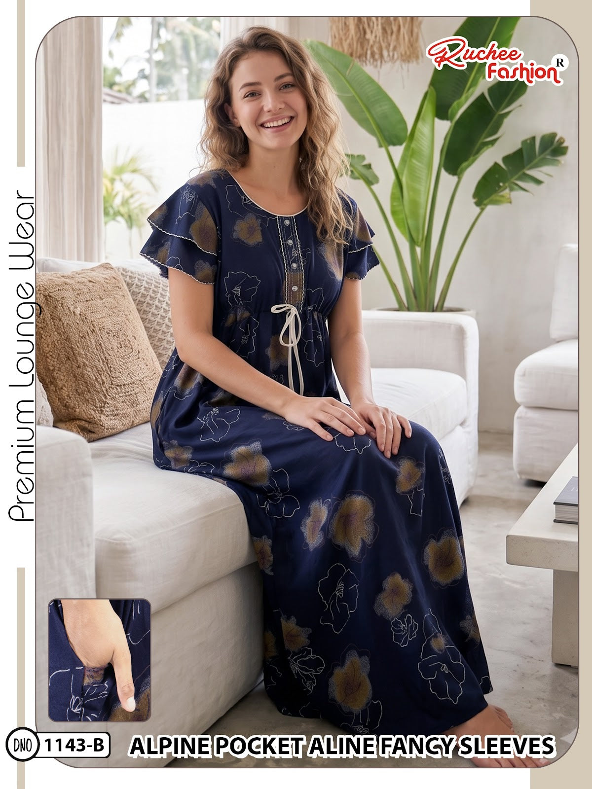 Dn 1139-1146 Ruchee Fashion Alpine Night Gowns Manufacturer