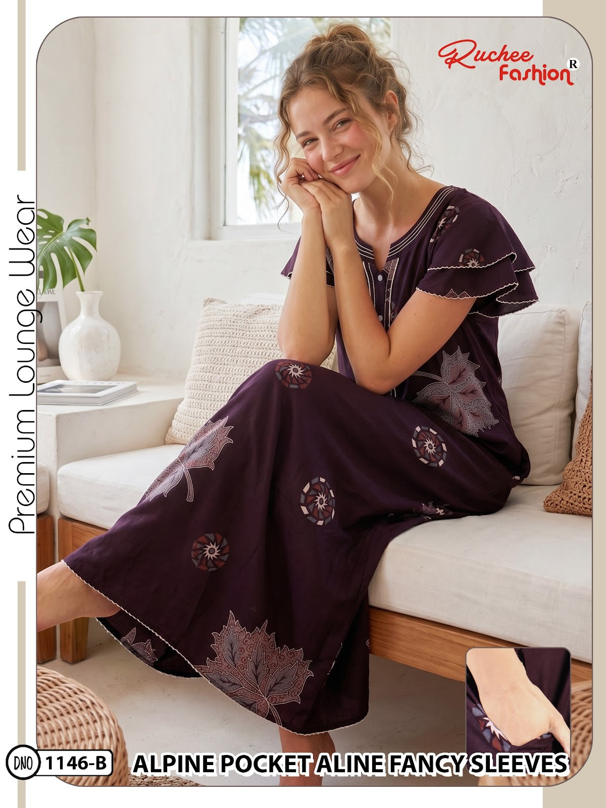 Dn 1139-1146 Ruchee Fashion Alpine Night Gowns Manufacturer