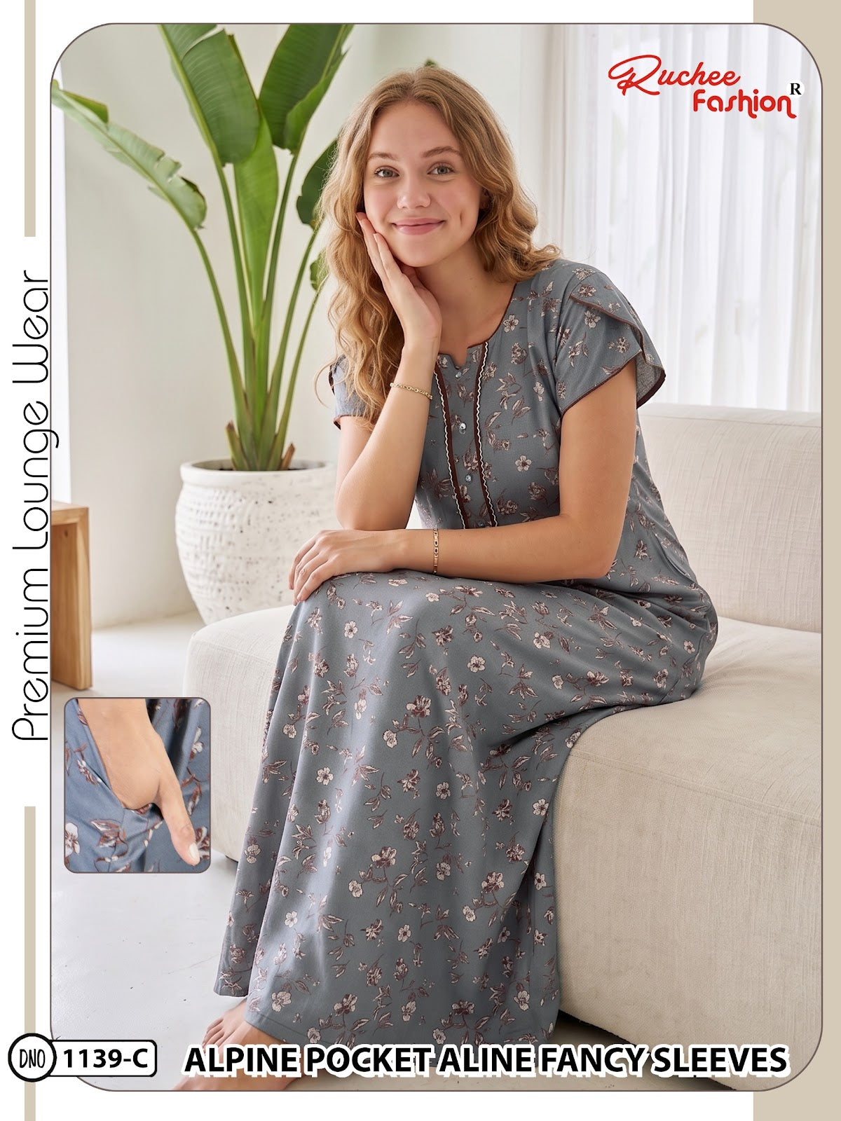 Dn 1139-1146 Ruchee Fashion Alpine Night Gowns Manufacturer