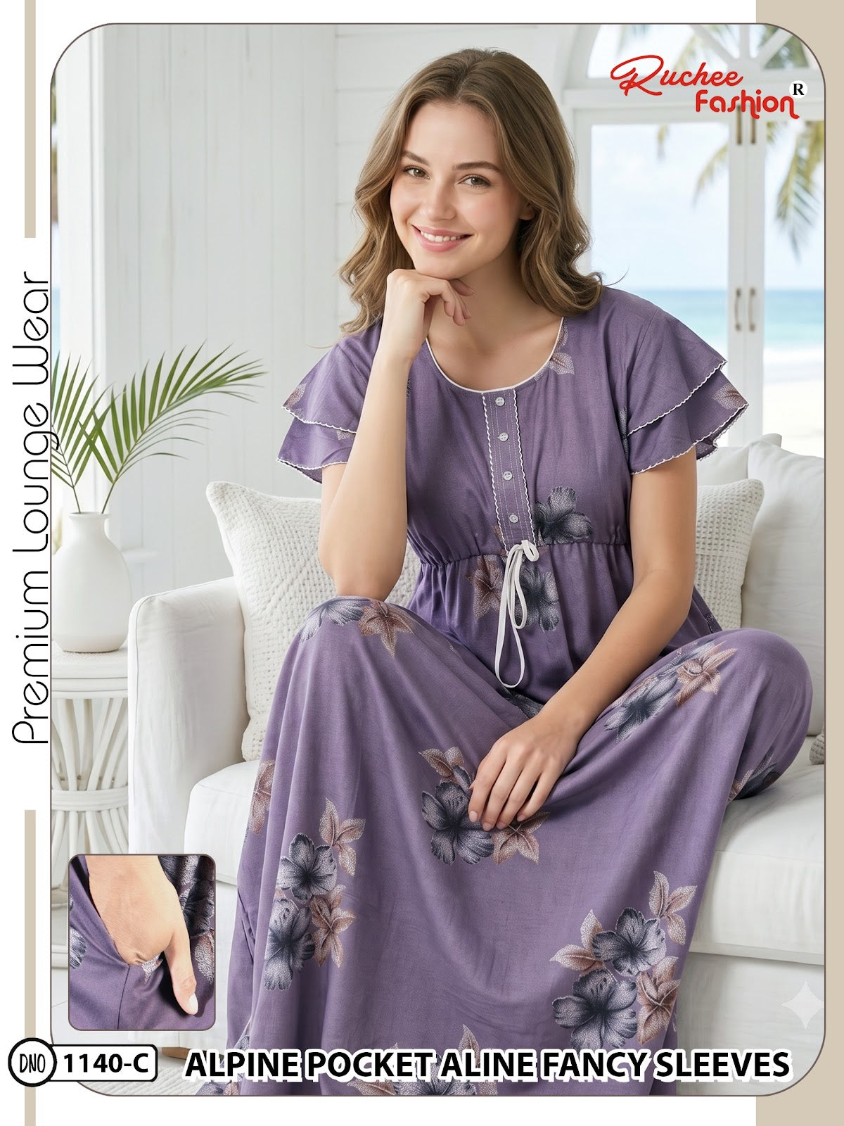 Dn 1139-1146 Ruchee Fashion Alpine Night Gowns Manufacturer