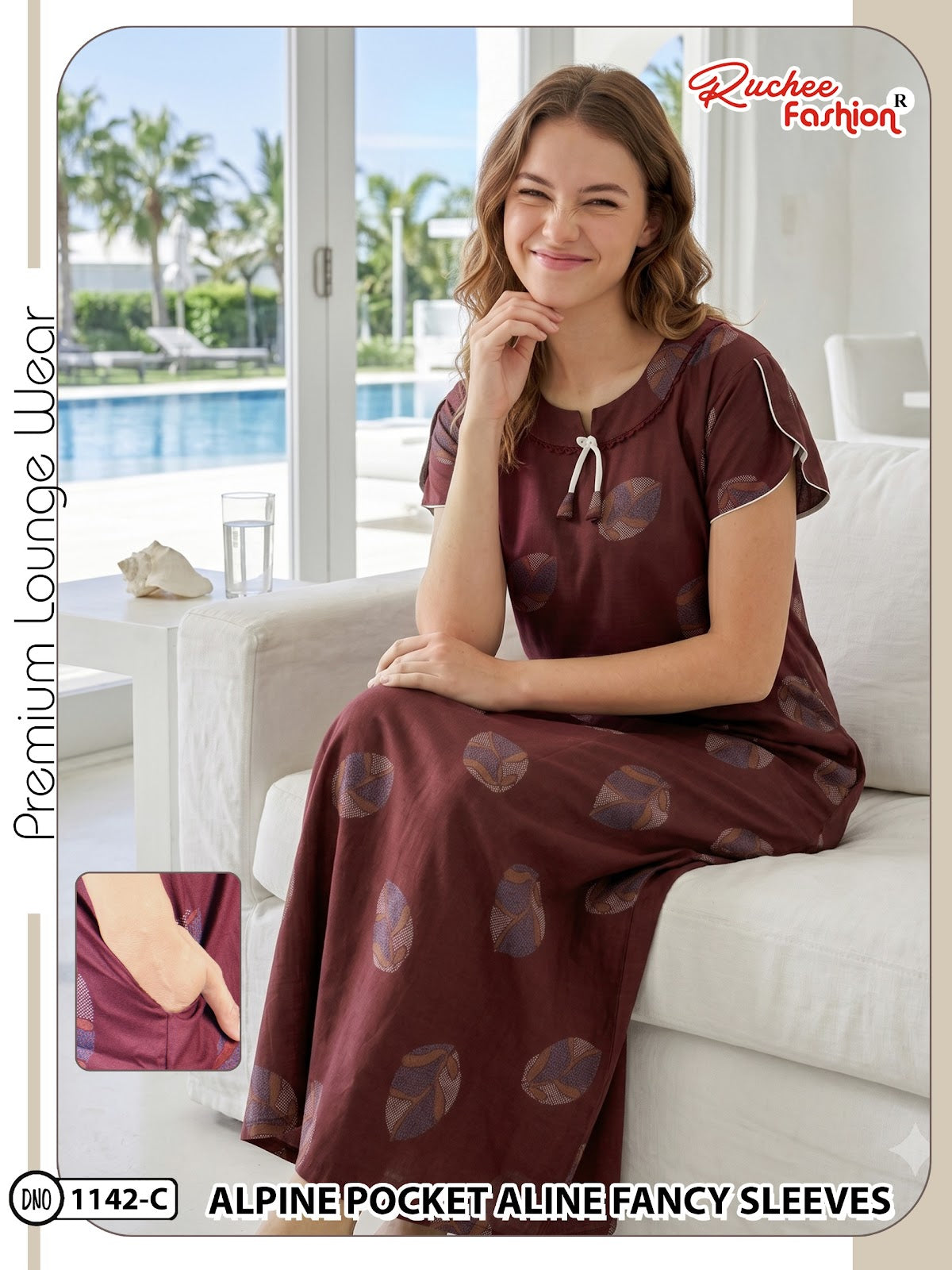 Dn 1139-1146 Ruchee Fashion Alpine Night Gowns Manufacturer