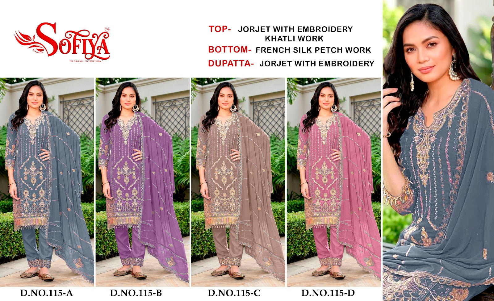 Dn 115 Abcd Sofiya Georgette Pakistani Salwar Suits Exporter