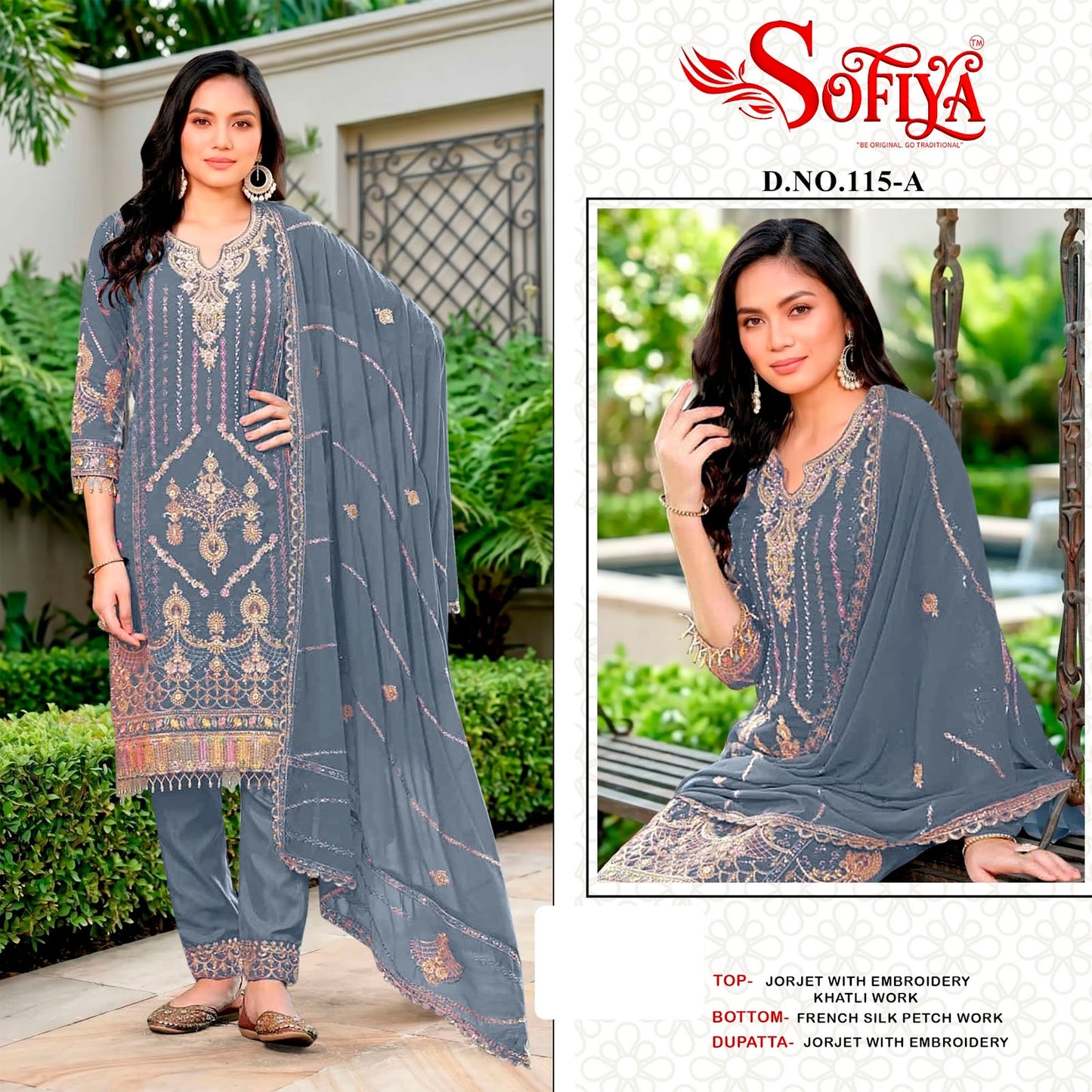 Dn 115 Abcd Sofiya Georgette Pakistani Salwar Suits Exporter