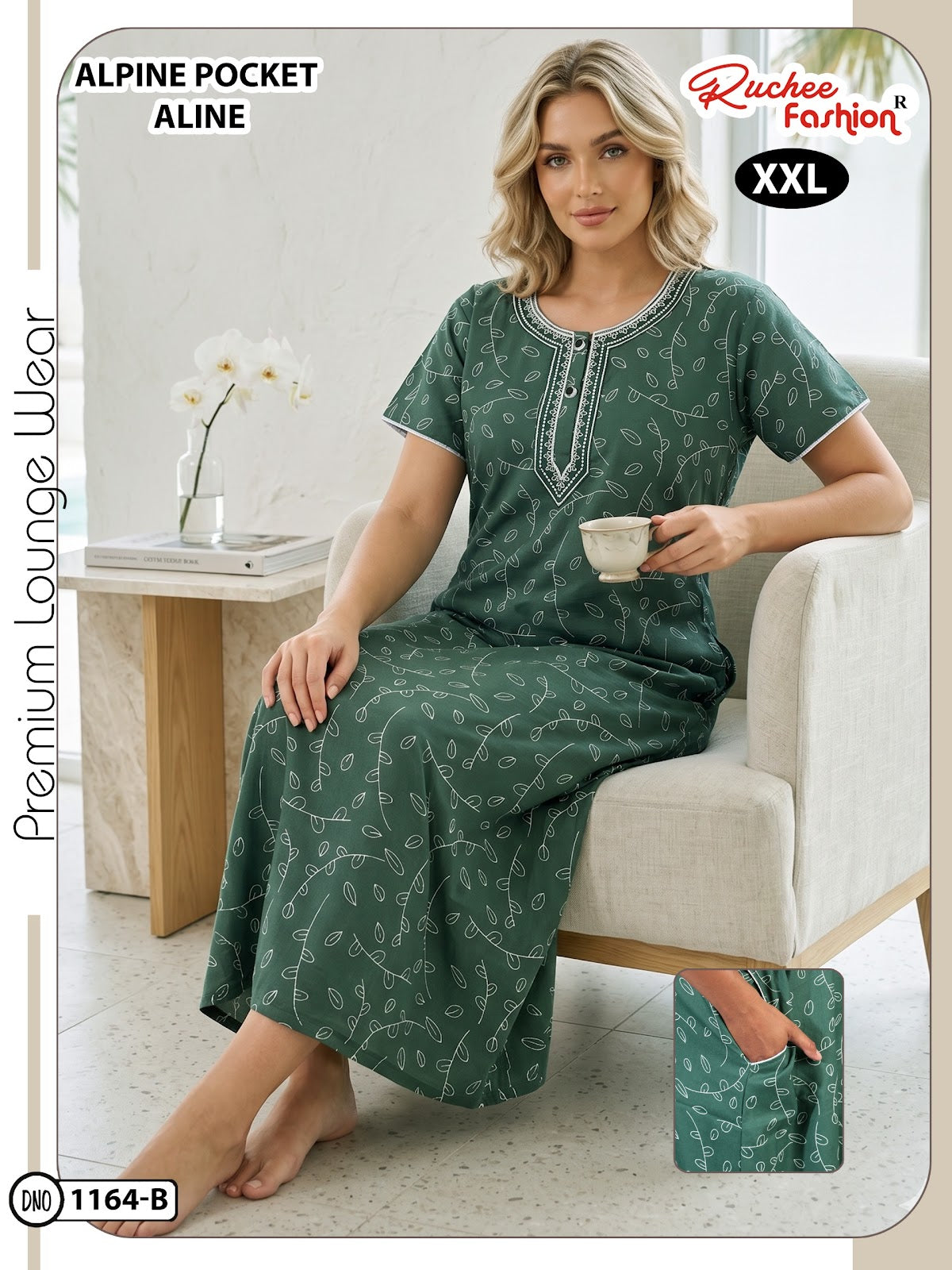 Dn 1164 Ruchee Fashion Alpine Night Gowns Wholesale Rate