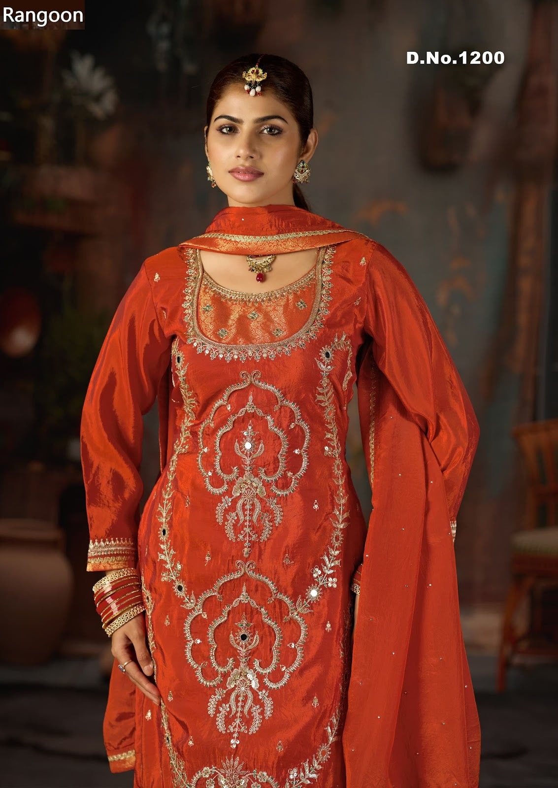 Dn 1200-1202 Rangoon Crepe Readymade Plazzo Style Suits Manufacturer India