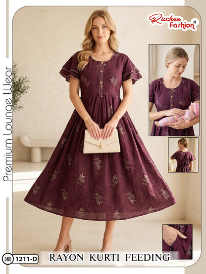 Dn 1209-1214 Ruchee Fashion Rayon Feeding Kurtis Supplier