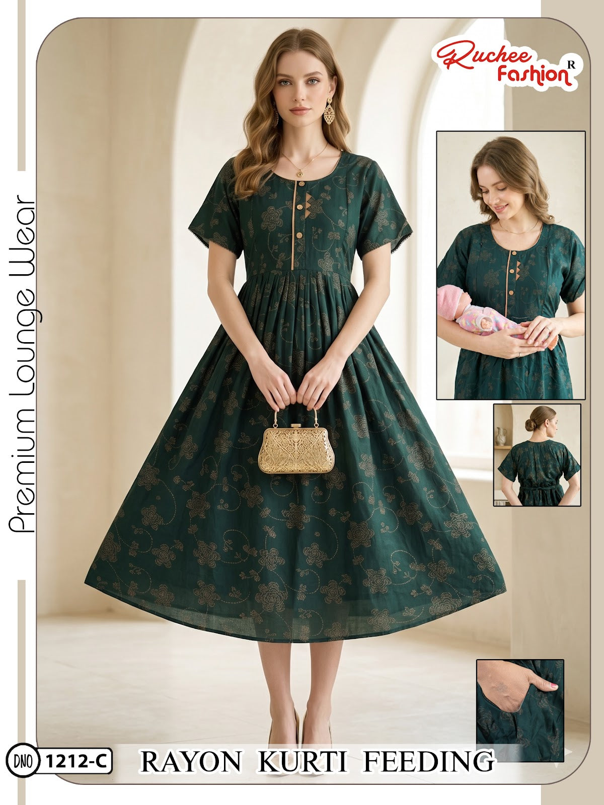 Dn 1209-1214 Ruchee Fashion Rayon Feeding Kurtis Supplier