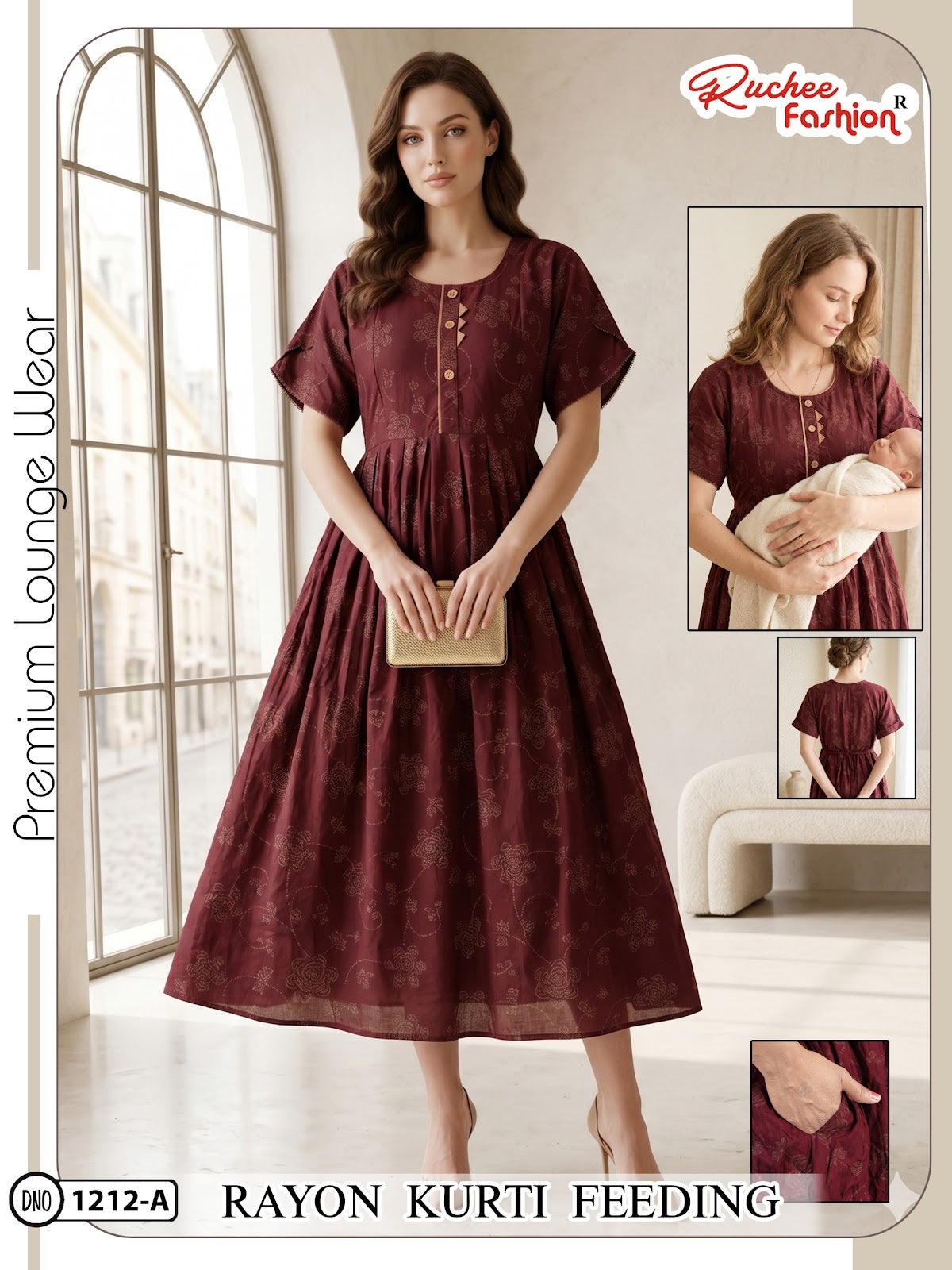 Dn 1209-1214 Ruchee Fashion Rayon Feeding Kurtis Supplier
