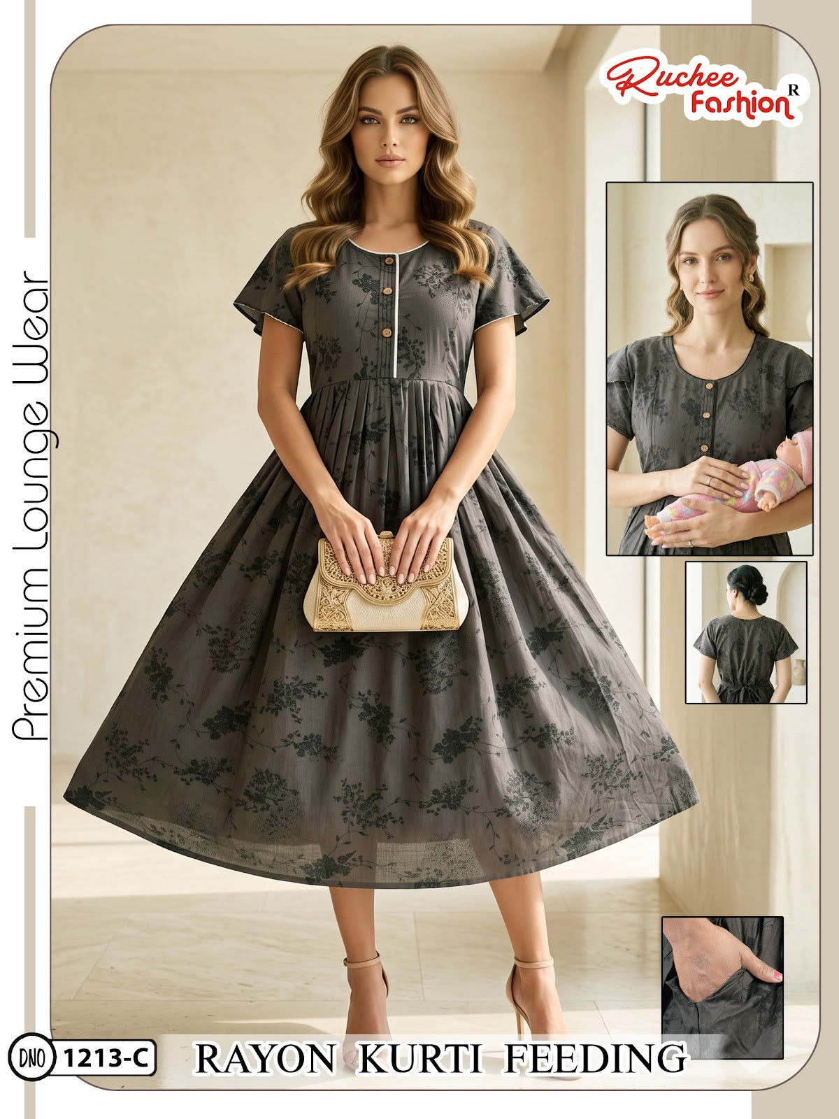 Dn 1209-1214 Ruchee Fashion Rayon Feeding Kurtis Supplier