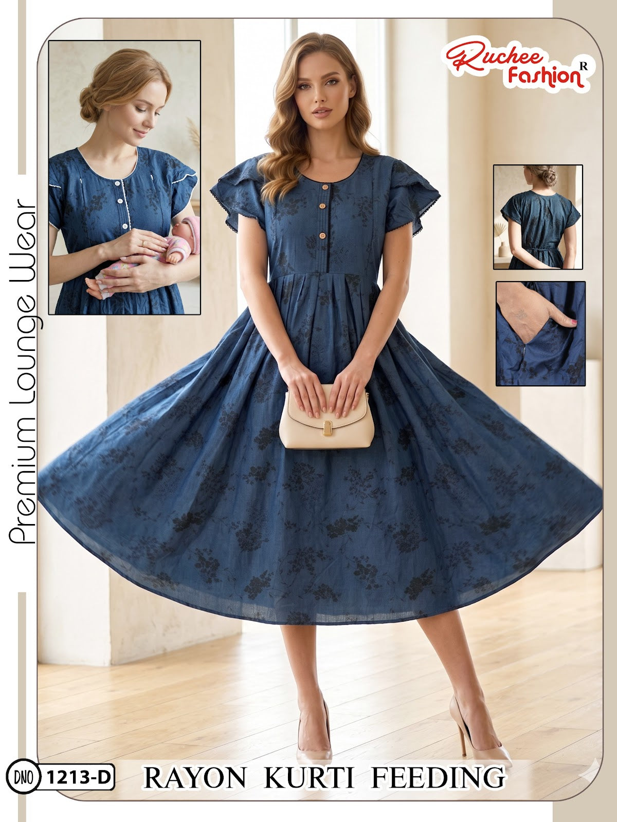 Dn 1209-1214 Ruchee Fashion Rayon Feeding Kurtis Supplier
