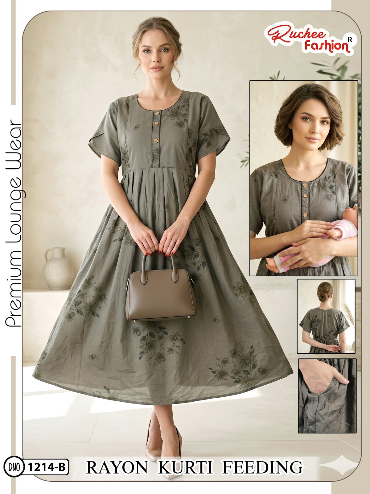 Dn 1209-1214 Ruchee Fashion Rayon Feeding Kurtis Supplier