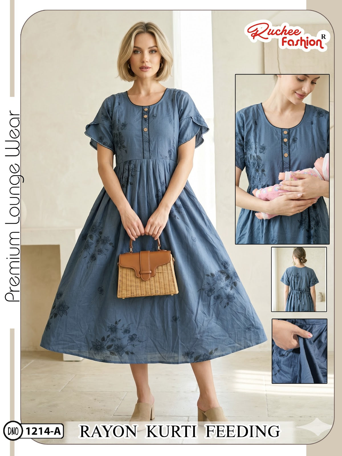 Dn 1209-1214 Ruchee Fashion Rayon Feeding Kurtis Supplier