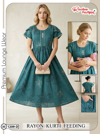 Dn 1209-1214 Ruchee Fashion Rayon Feeding Kurtis Supplier