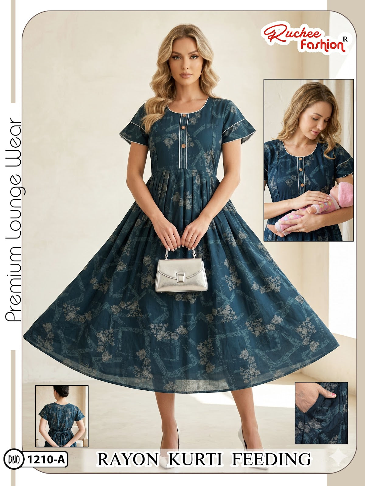 Dn 1209-1214 Ruchee Fashion Rayon Feeding Kurtis Supplier