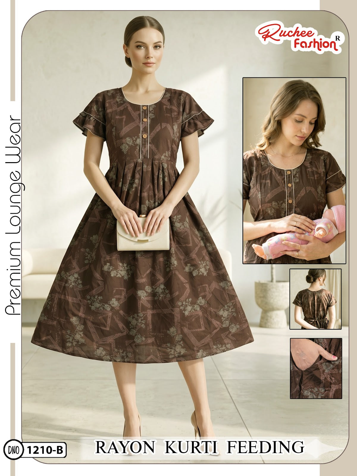 Dn 1209-1214 Ruchee Fashion Rayon Feeding Kurtis Supplier