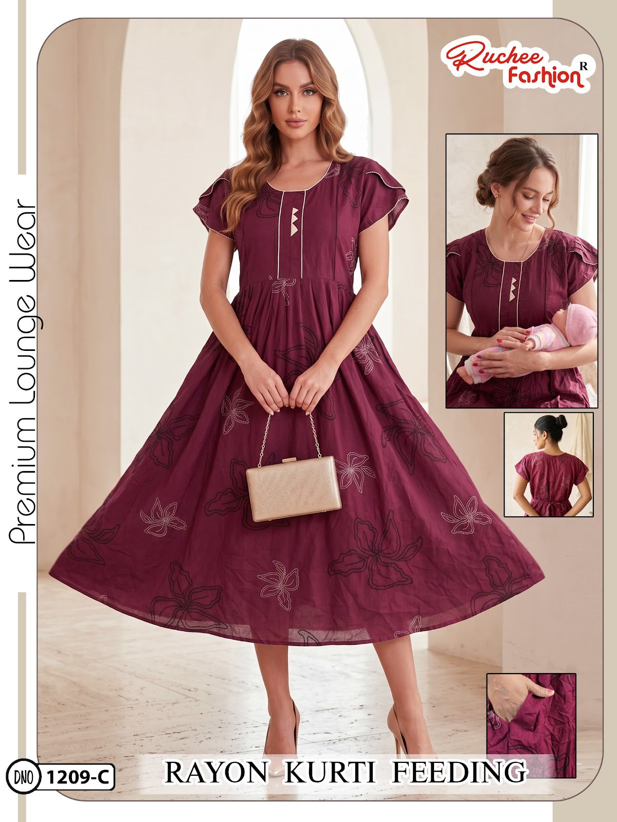 Dn 1209-1214 Ruchee Fashion Rayon Feeding Kurtis Supplier