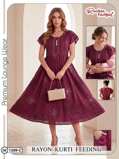 Dn 1209-1214 Ruchee Fashion Rayon Feeding Kurtis Supplier