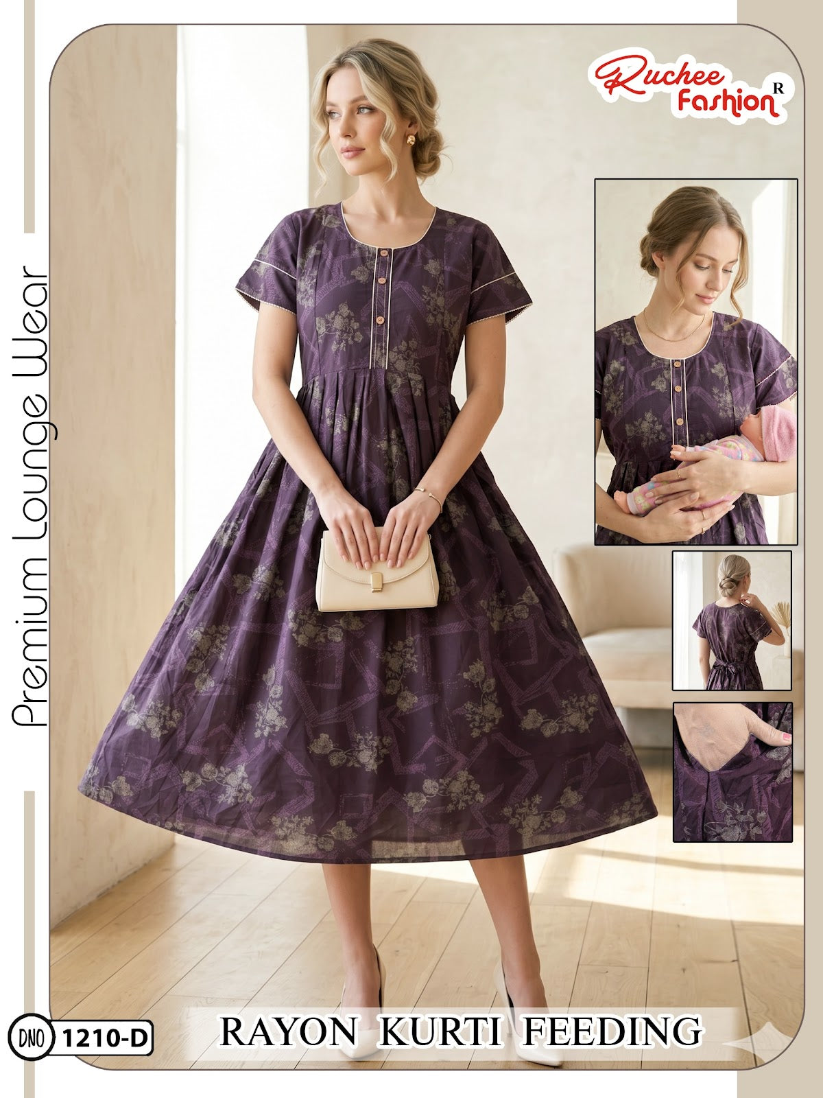 Dn 1209-1214 Ruchee Fashion Rayon Feeding Kurtis Supplier