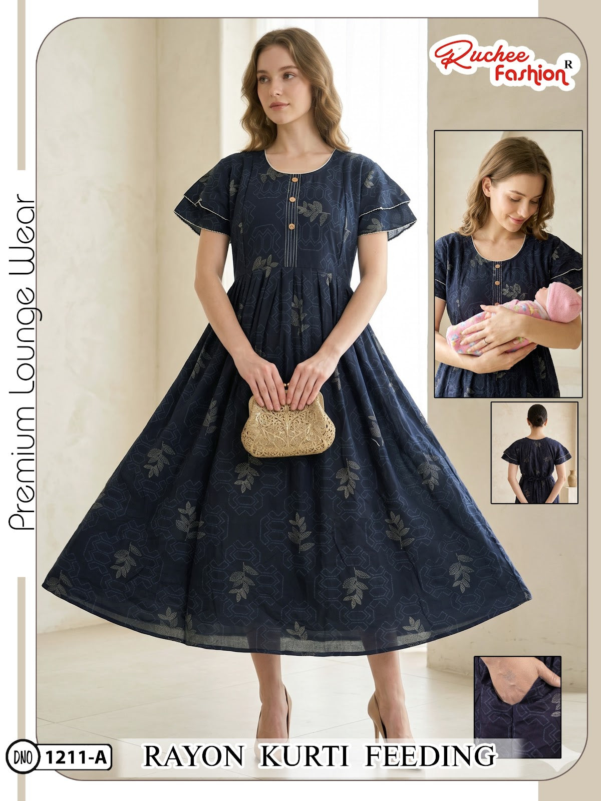 Dn 1209-1214 Ruchee Fashion Rayon Feeding Kurtis Supplier