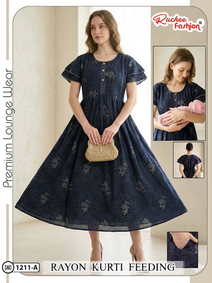 Dn 1209-1214 Ruchee Fashion Rayon Feeding Kurtis Supplier