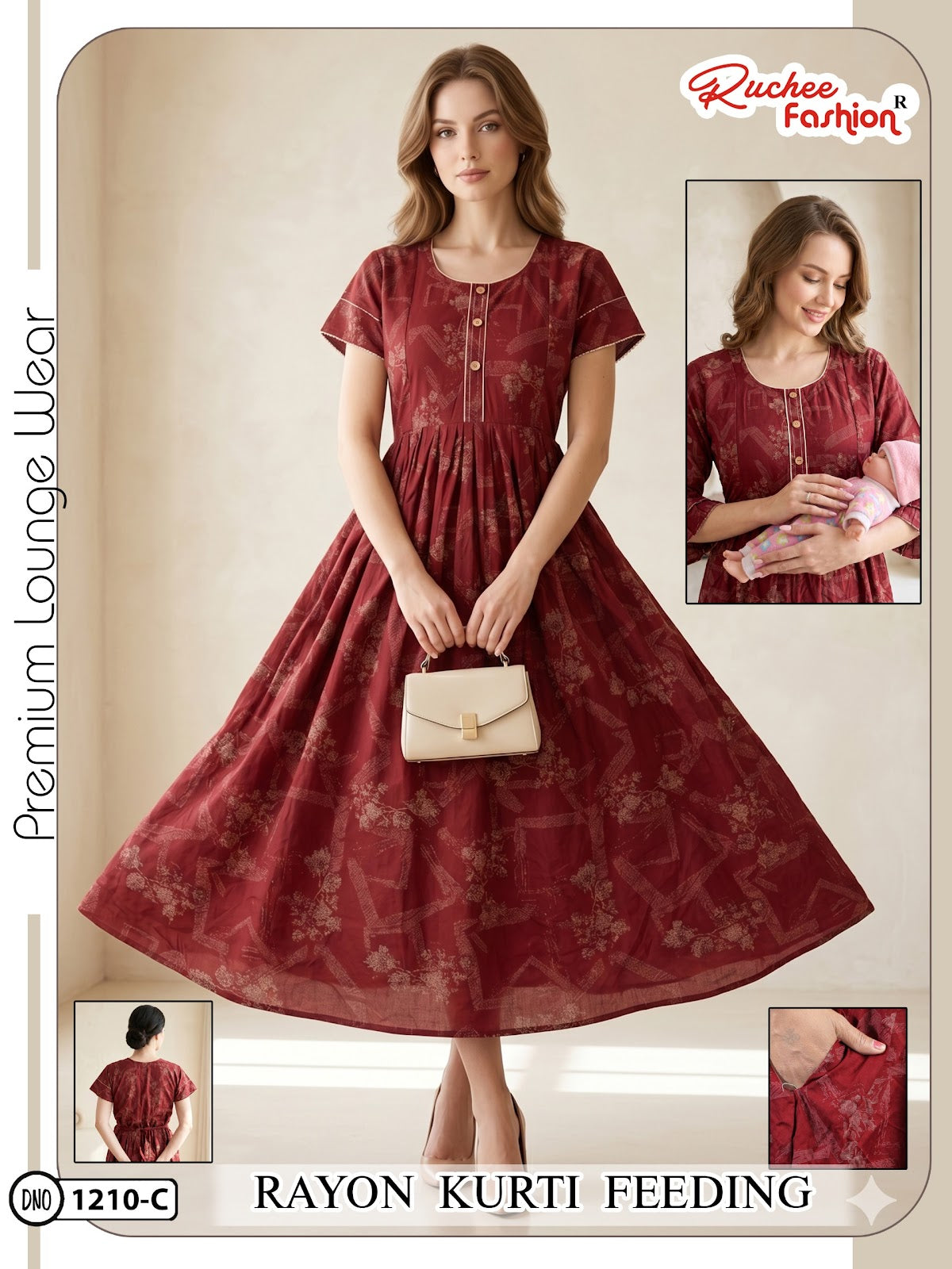 Dn 1209-1214 Ruchee Fashion Rayon Feeding Kurtis Supplier