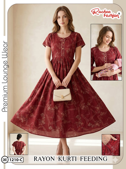 Dn 1209-1214 Ruchee Fashion Rayon Feeding Kurtis Supplier