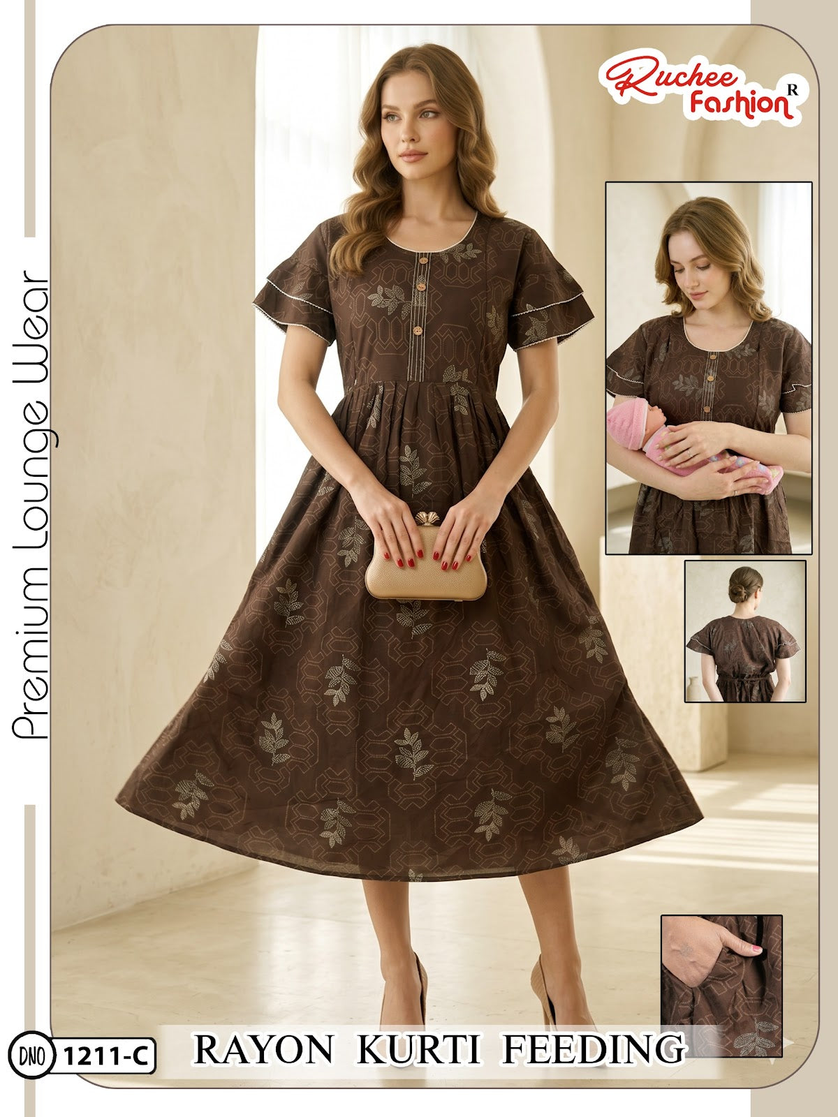Dn 1209-1214 Ruchee Fashion Rayon Feeding Kurtis Supplier