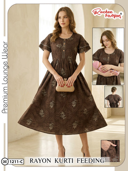 Dn 1209-1214 Ruchee Fashion Rayon Feeding Kurtis Supplier