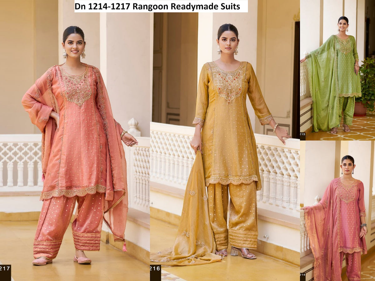 Dn 1214-1217 Rangoon Chiffon Readymade Suits Wholesale Price