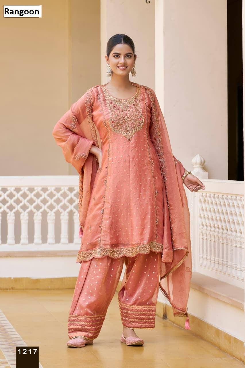 Dn 1214-1217 Rangoon Chiffon Readymade Suits Wholesale Price