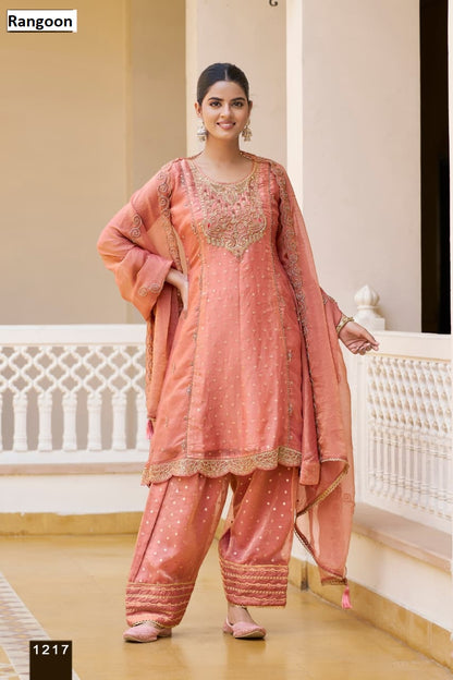 Dn 1214-1217 Rangoon Chiffon Readymade Suits Wholesale Price