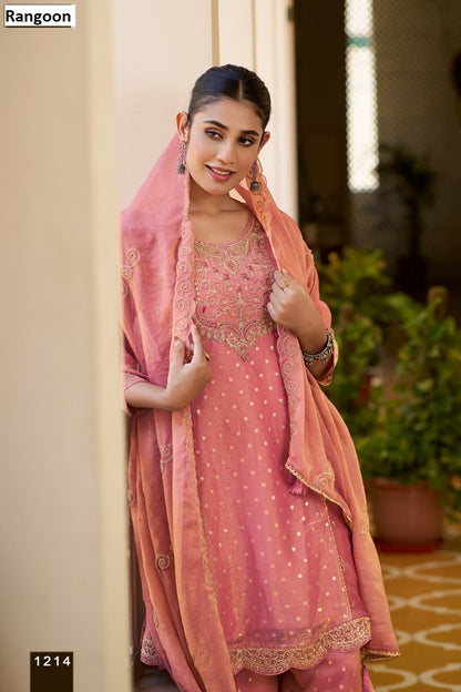 Dn 1214-1217 Rangoon Chiffon Readymade Suits Wholesale Price