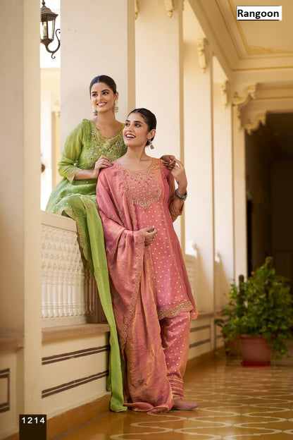 Dn 1214-1217 Rangoon Chiffon Readymade Suits Wholesale Price