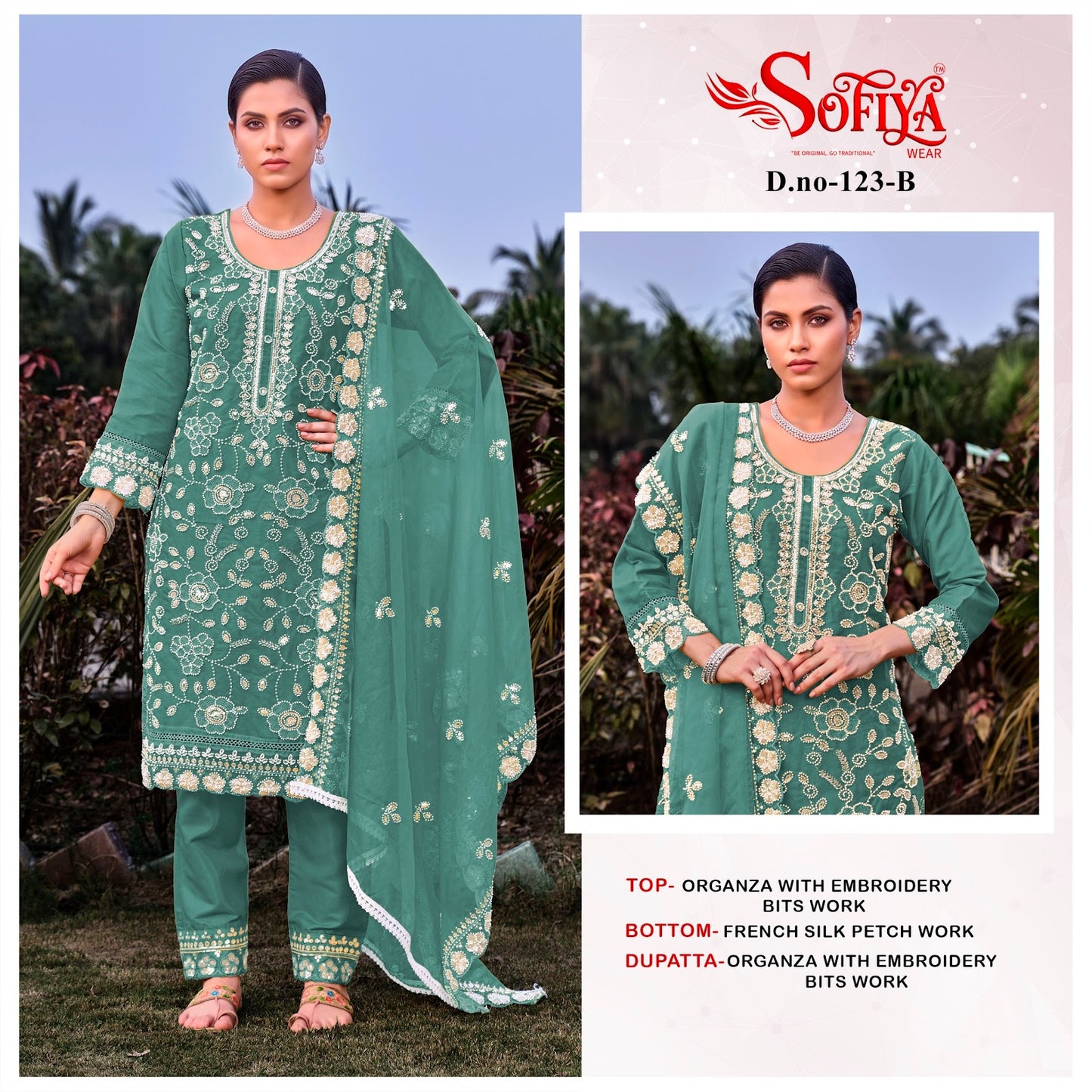 Dn 123 Abcd Sofiya Organza Pakistani Salwar Suits Exporter India