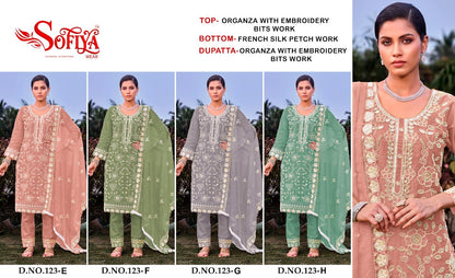 Dn 123 Efgh Sofiya Organza Pakistani Salwar Suits Wholesale Price