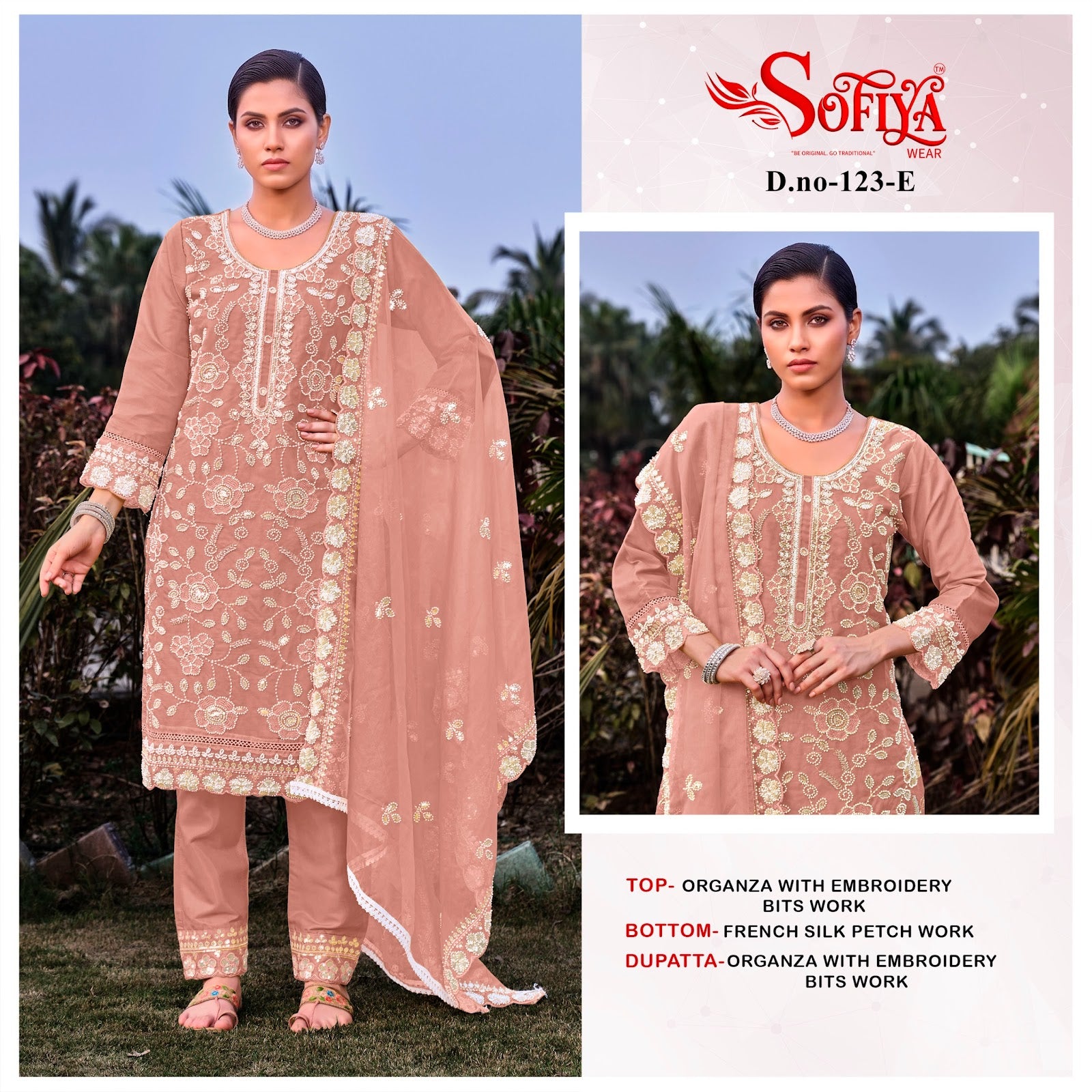 Dn 123 Efgh Sofiya Organza Pakistani Salwar Suits Wholesale Price