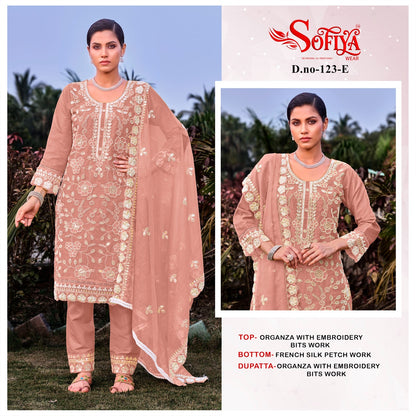 Dn 123 Efgh Sofiya Organza Pakistani Salwar Suits Wholesale Price