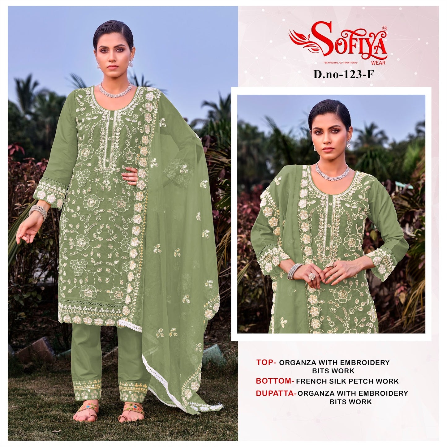 Dn 123 Efgh Sofiya Organza Pakistani Salwar Suits Wholesale Price