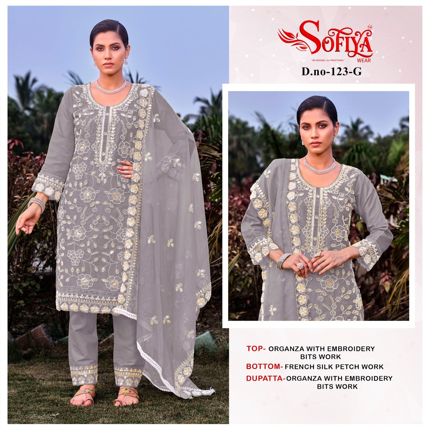 Dn 123 Efgh Sofiya Organza Pakistani Salwar Suits Wholesale Price