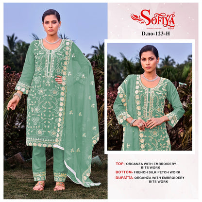 Dn 123 Efgh Sofiya Organza Pakistani Salwar Suits Wholesale Price