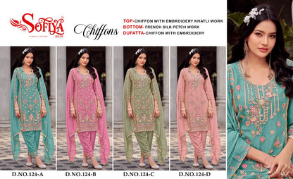 Dn 124 Abcd Sofiya Chiffon Pakistani Salwar Suits Manufacturer India