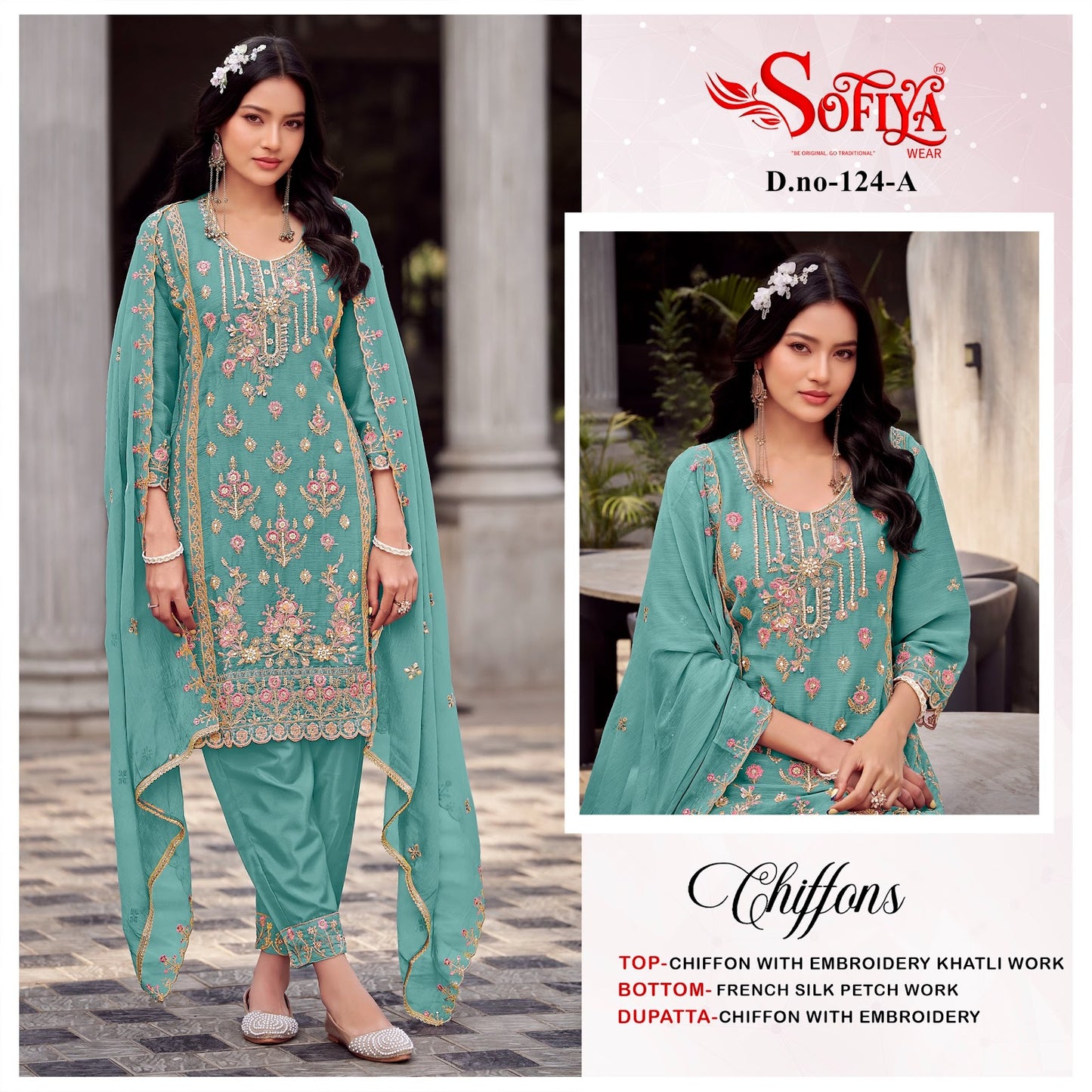 Dn 124 Abcd Sofiya Chiffon Pakistani Salwar Suits Manufacturer India