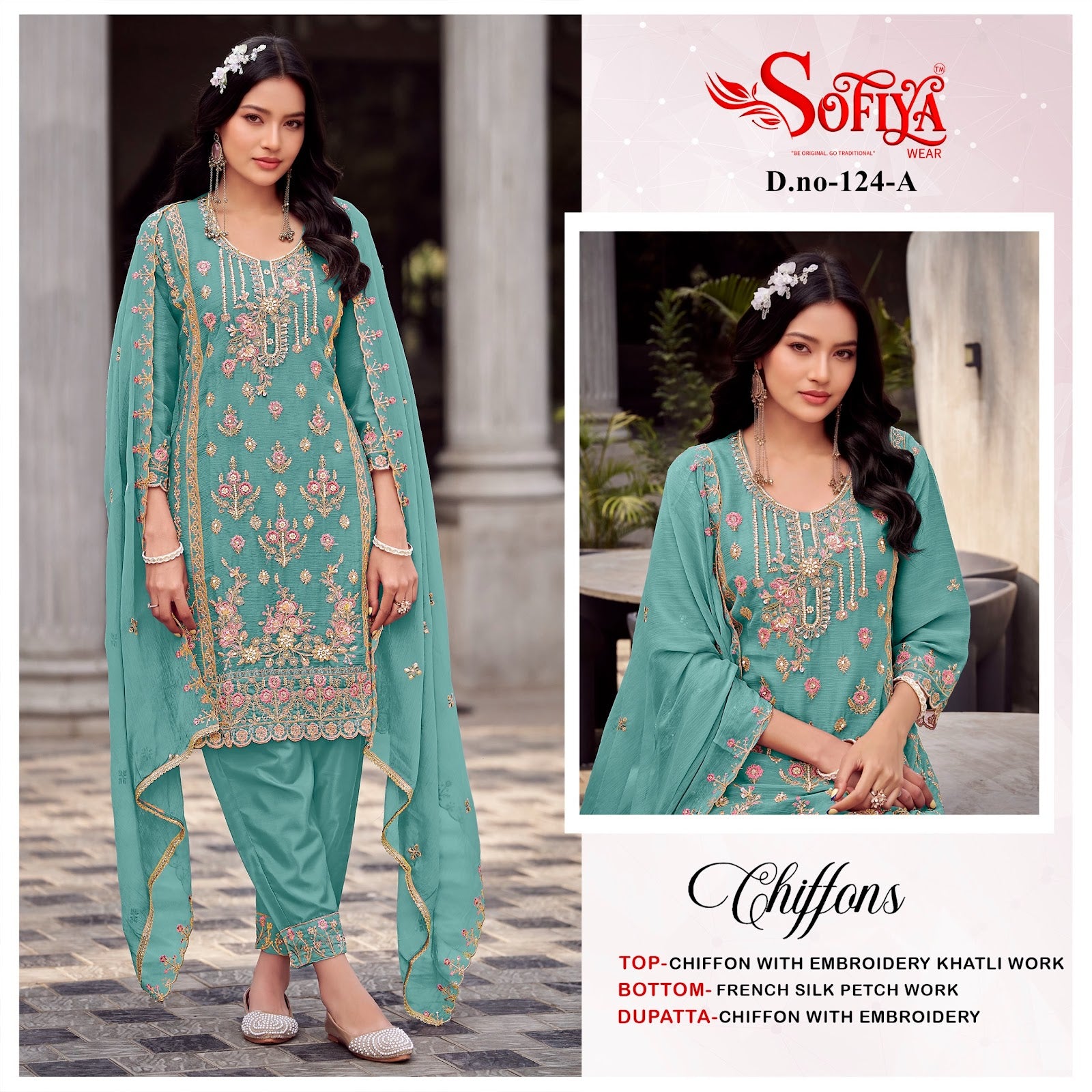 Dn 124 Abcd Sofiya Chiffon Pakistani Salwar Suits Manufacturer India