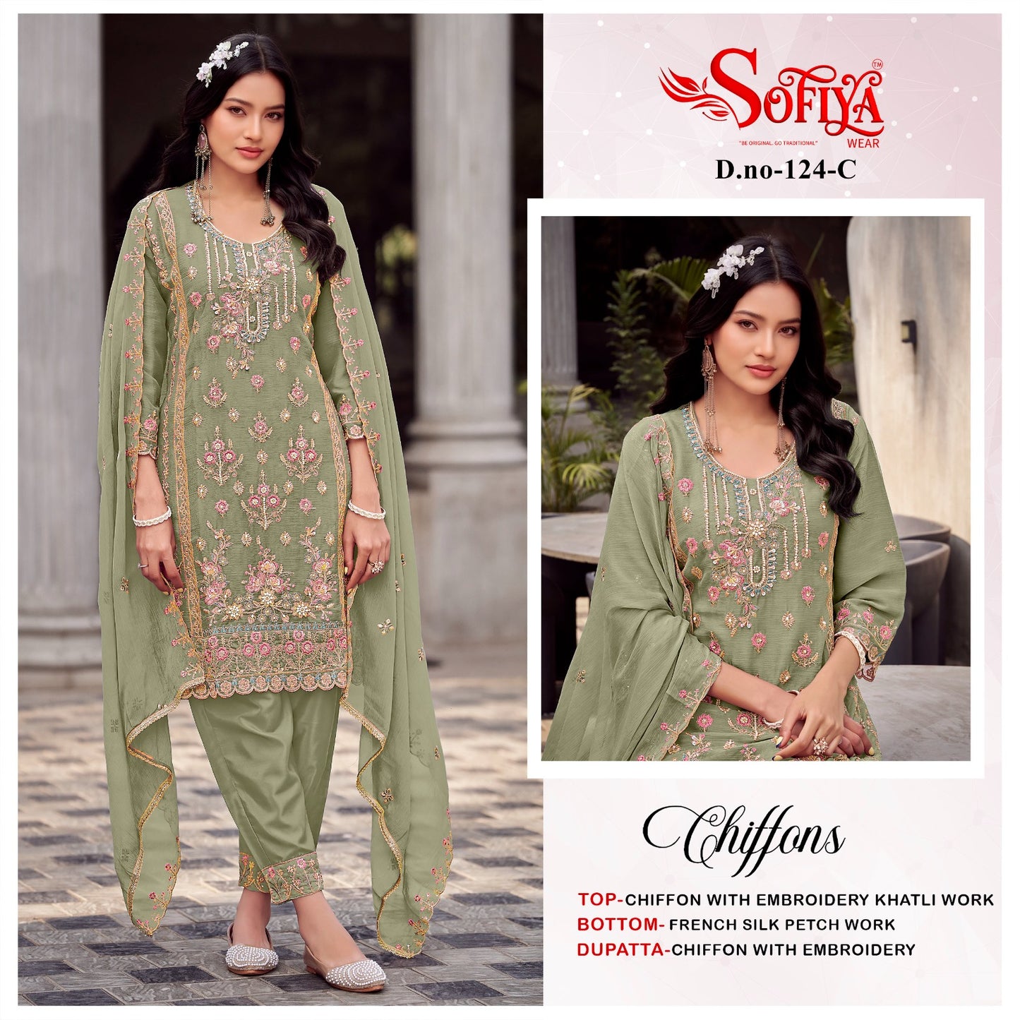 Dn 124 Abcd Sofiya Chiffon Pakistani Salwar Suits Manufacturer India