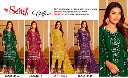 Dn 125 Abcd Sofiya Chiffon Pakistani Salwar Suits Supplier India