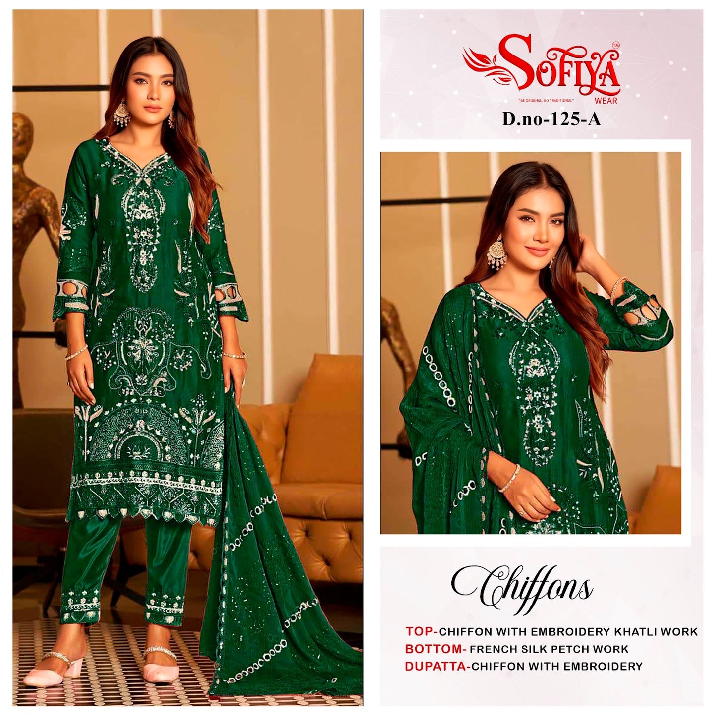 Dn 125 Abcd Sofiya Chiffon Pakistani Salwar Suits Supplier India