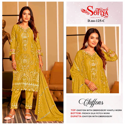 Dn 125 Abcd Sofiya Chiffon Pakistani Salwar Suits Supplier India