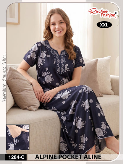 Dn 1281-1287 Ruchee Fashion Alpine Night Gowns Manufacturer Ahmedabad