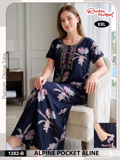Dn 1281-1287 Ruchee Fashion Alpine Night Gowns Manufacturer Ahmedabad